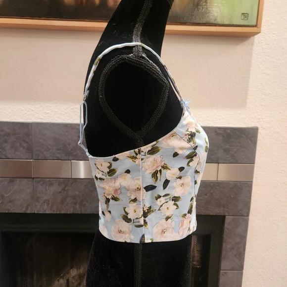 Victoria's Secret Floral Corset Top S NWT Blue White Cami - Picture 3 of 5